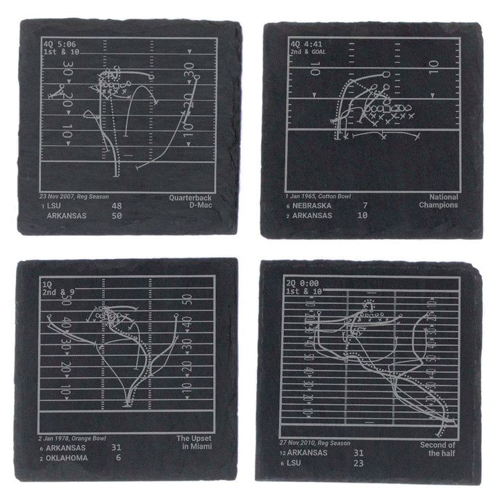 Greatest Arkansas Football Plays: Slate Coasters (Set of 4)