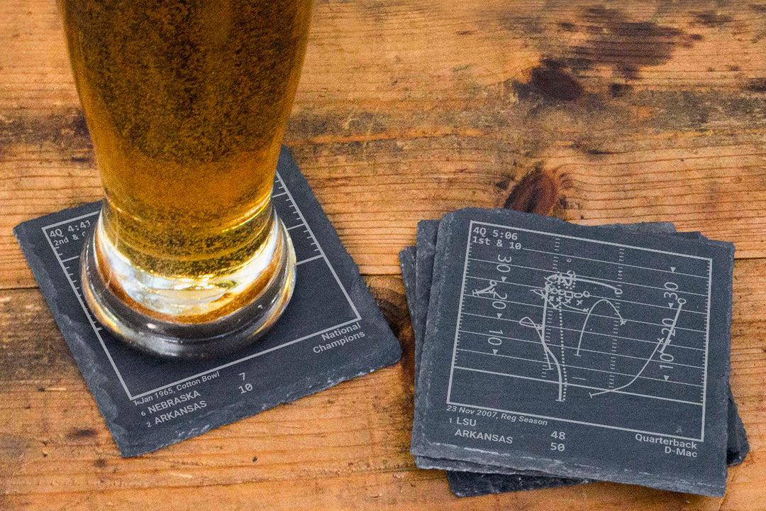 Greatest Arkansas Football Plays: Slate Coasters (Set of 4)