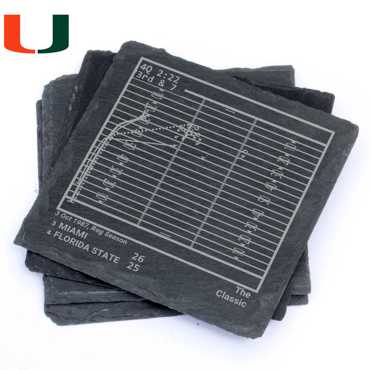 Miami Football Greatest Plays: Slate Coasters (Set of 4)