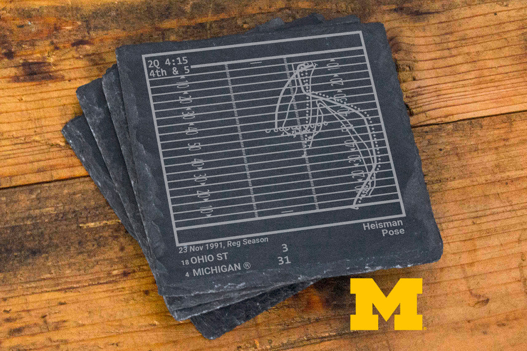Michigan Football Greatest Plays: Slate Coasters (Set of 4)