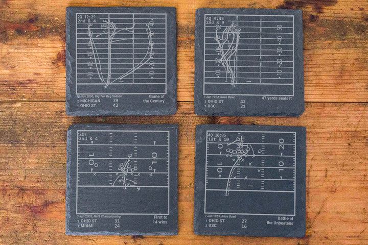 Ohio State Football Greatest Plays: Slate Coasters (Set of 4)