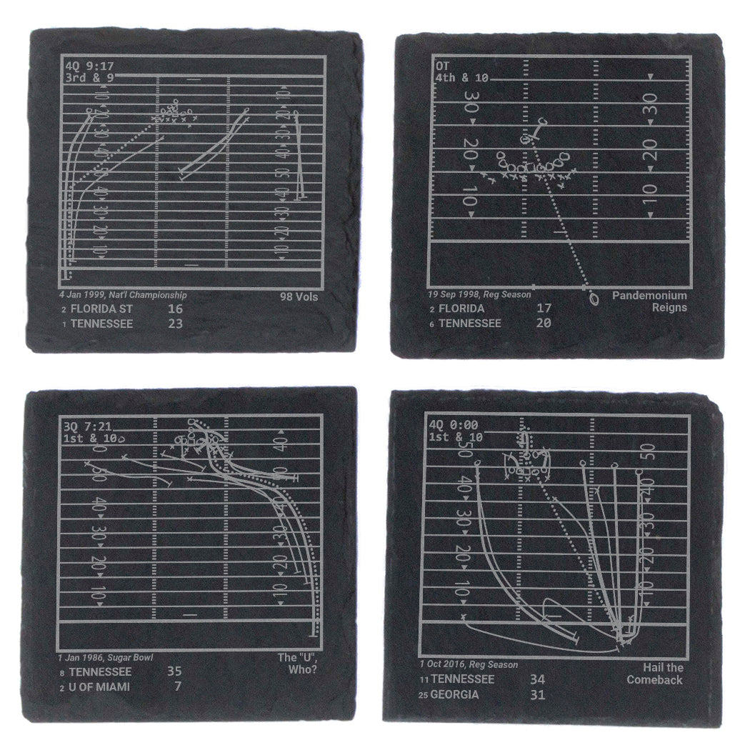 Greatest Tennessee Football Plays: Slate Coasters (Set of 4)