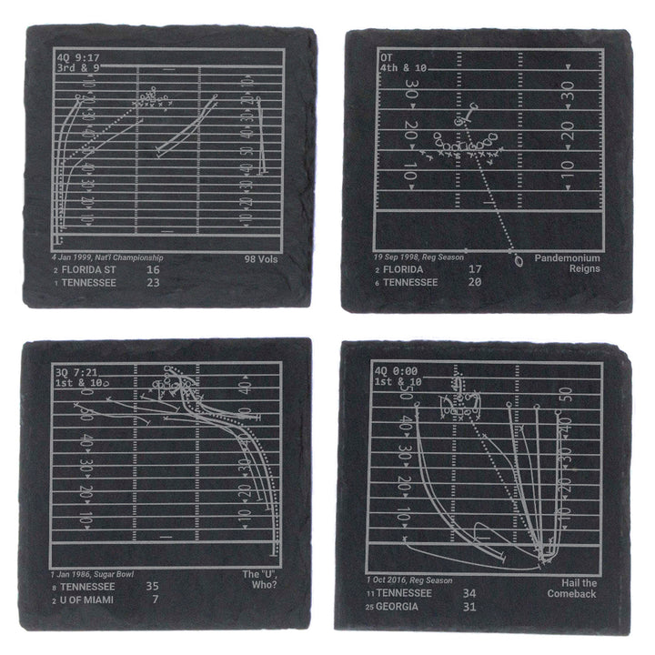 Greatest Tennessee Football Plays: Slate Coasters (Set of 4)