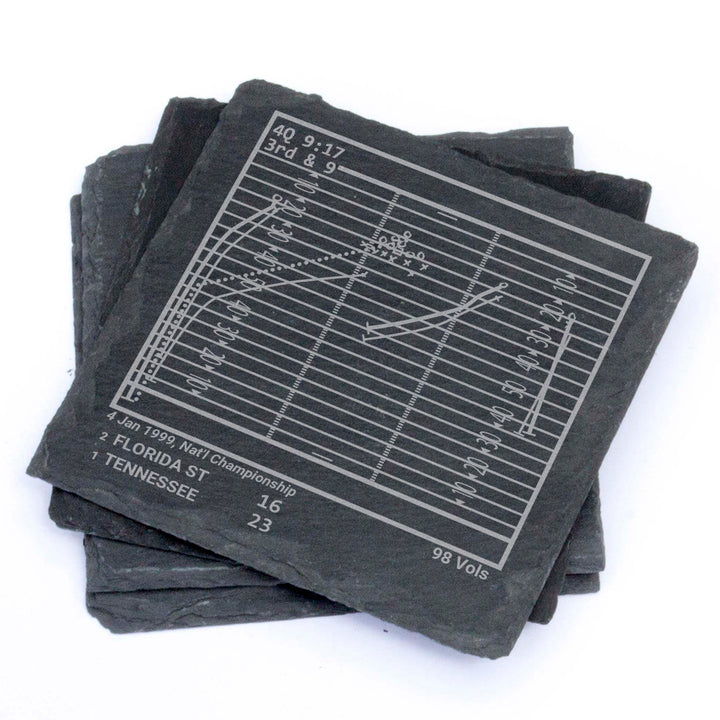 Greatest Tennessee Football Plays: Slate Coasters (Set of 4)