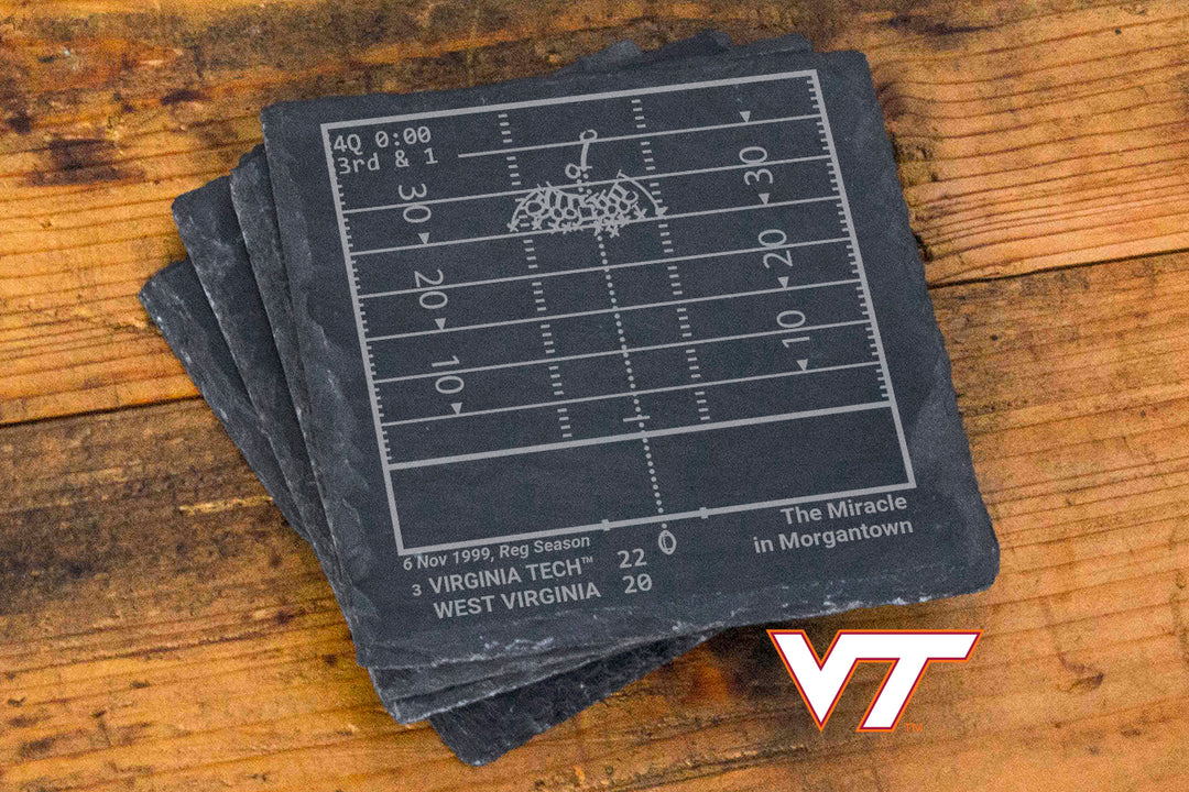 Virginia Tech Football Greatest Plays: Slate Coasters (Set of 4)