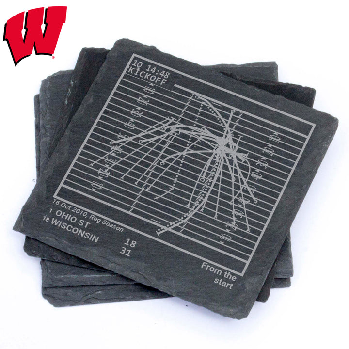 Wisconsin Football Greatest Plays: Slate Coasters (Set of 4)
