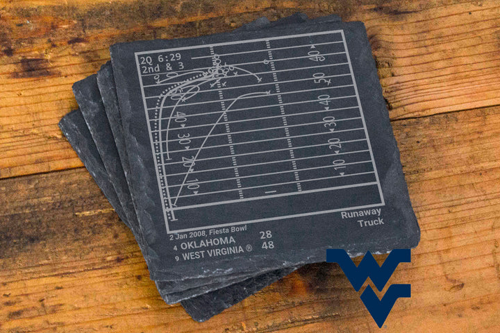 West Virginia Football Greatest Plays: Slate Coasters (Set of 4)