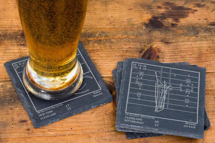 Cleveland Browns Greatest Plays: Slate Coasters (Set of 4)