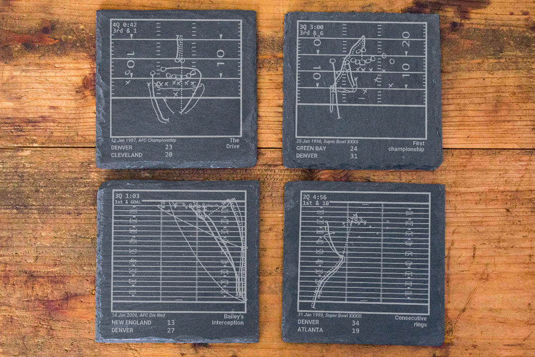 Greatest Broncos Vintage Plays: Slate Coasters (Set of 4)