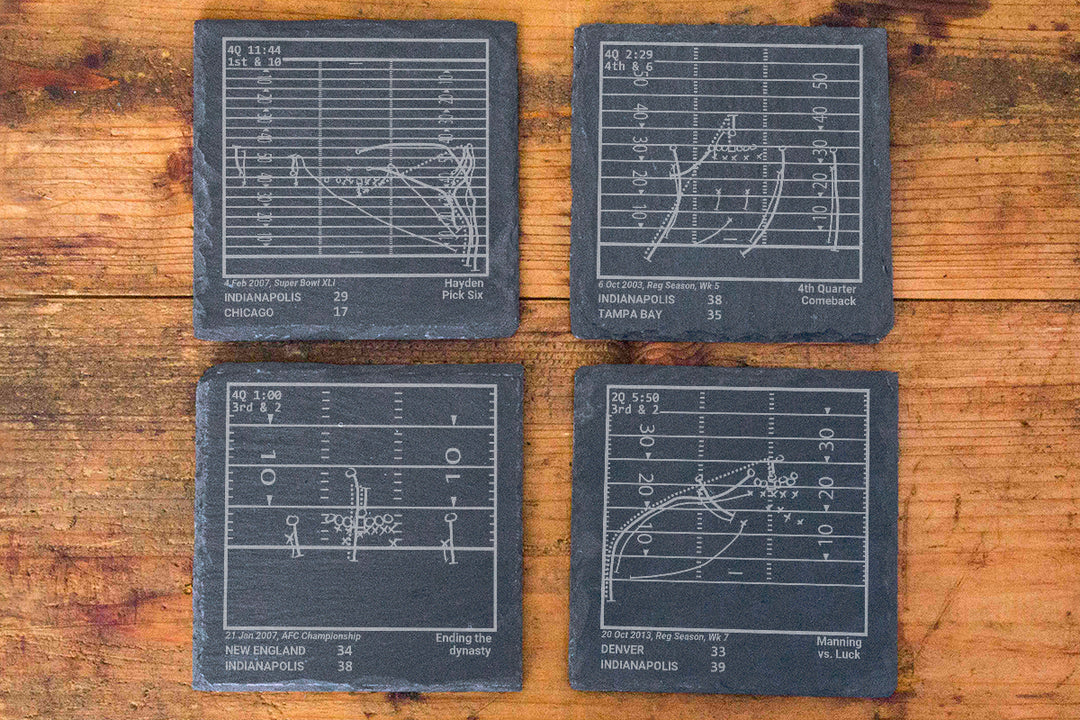 Indianapolis Colts Greatest Plays: Slate Coasters (Set of 4)