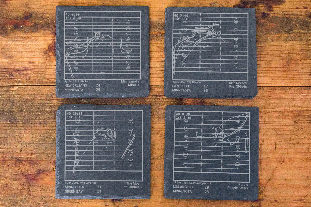 Minnesota Vikings Greatest Plays: Slate Coasters (Set of 4)