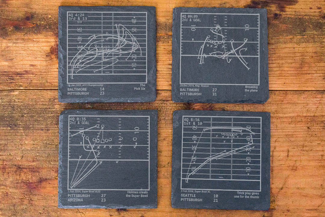 Greatest Steelers Modern Plays: Slate Coasters (Set of 4)