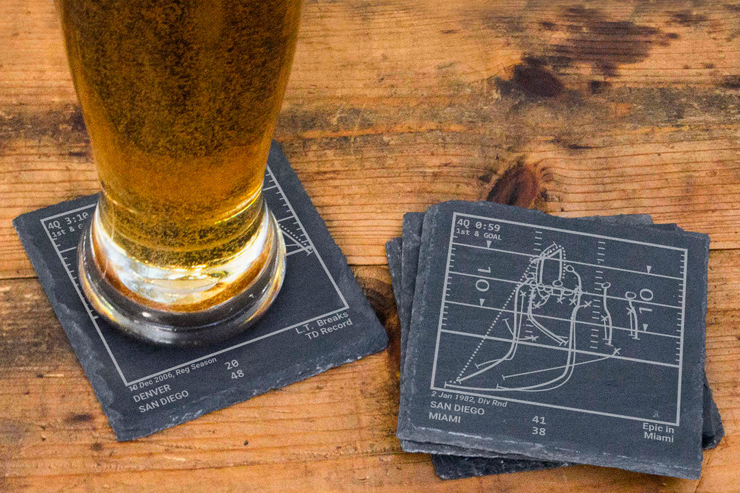 San Diego Chargers Greatest Plays: Slate Coasters (Set of 4)