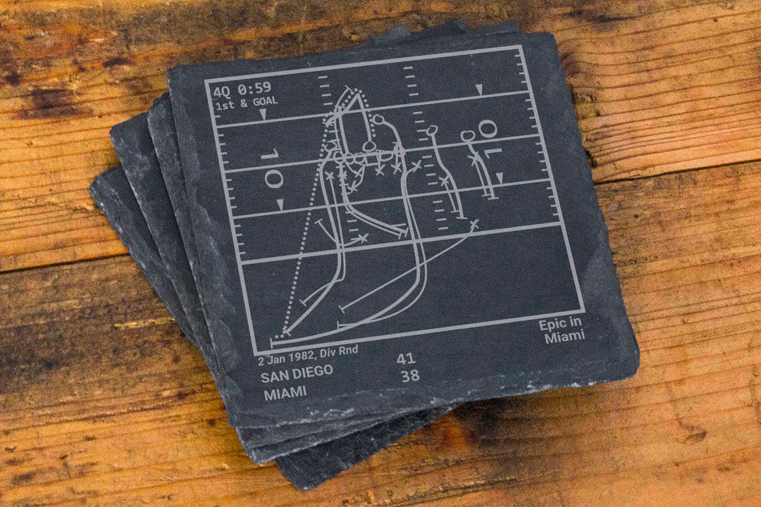San Diego Chargers Greatest Plays: Slate Coasters (Set of 4)