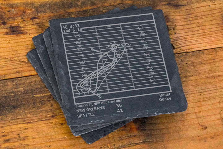 Seattle Seahawks Greatest Plays: Slate Coasters (Set of 4)