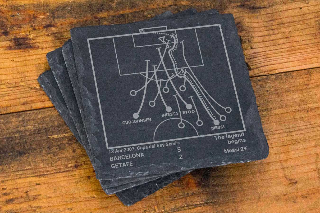 Greatest Barcelona Messi Plays: Slate Coasters (Set of 4) – Playbook