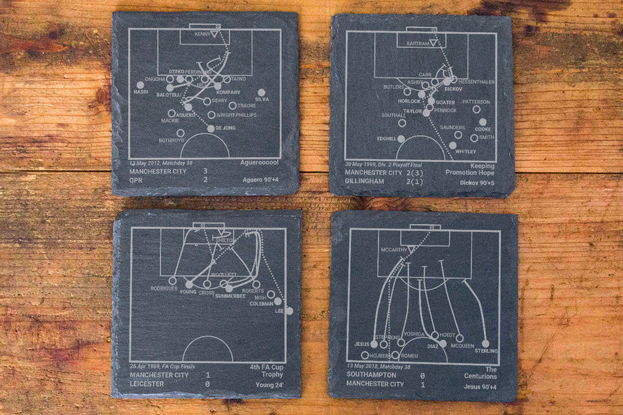 Manchester City Greatest Goals: Slate Coasters (Set of 4) – Playbook