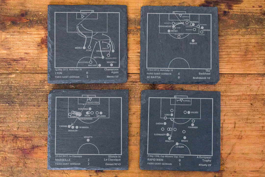 Paris Saint-Germain Greatest Goals: Slate Coasters (Set of 4)