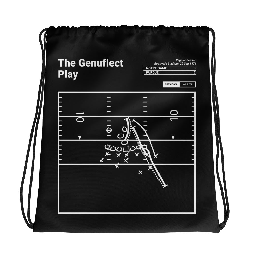 Notre Dame Football Greatest Plays Drawstring Bag: The Genuflect Play (1971)