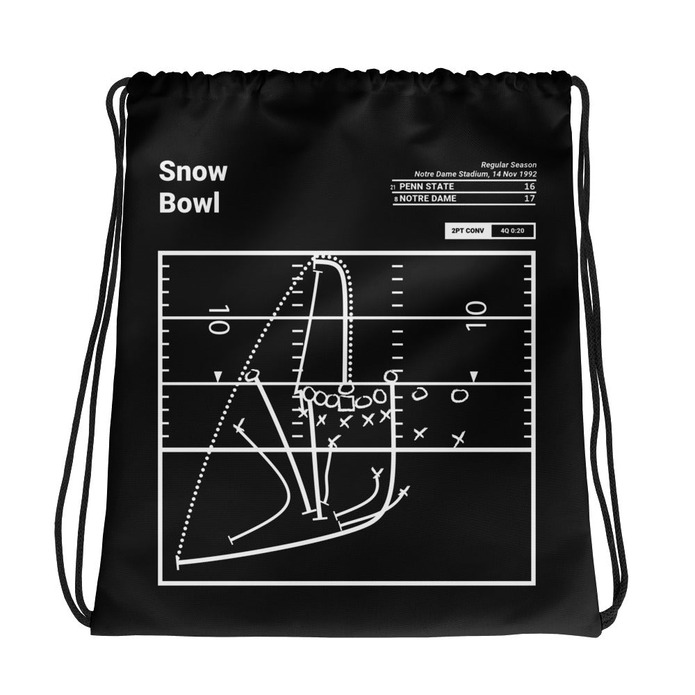 Notre Dame Football Greatest Plays Drawstring Bag: Snow Bowl (1992)