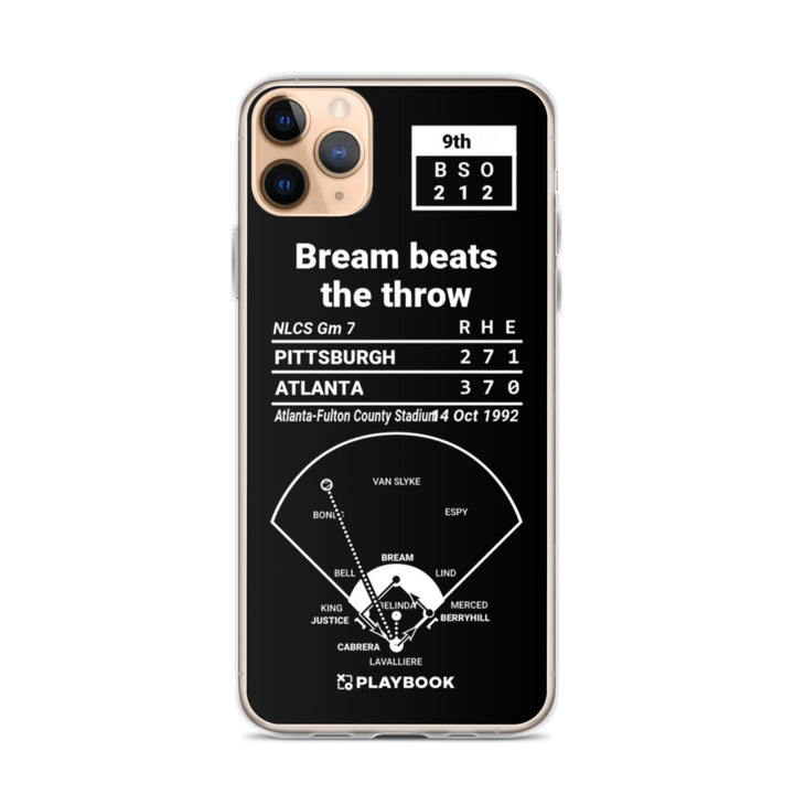 Atlanta Braves Greatest Plays iPhone Case: Bream beats the throw (1992)