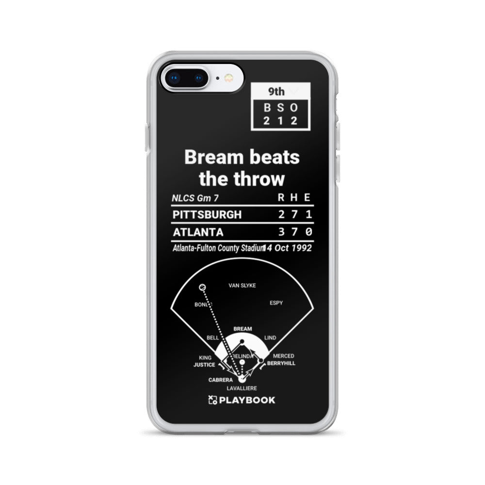 Atlanta Braves Greatest Plays iPhone Case: Bream beats the throw (1992)
