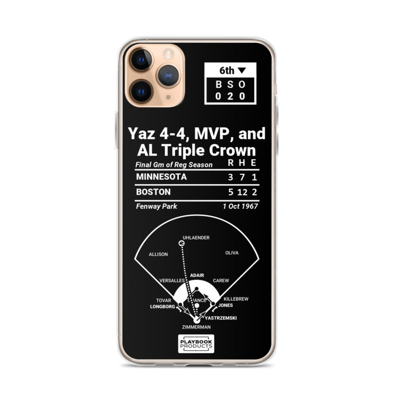 Greatest Red Sox Plays iPhone Case: Yaz 4-4, MVP, and AL Triple Crown (1967)