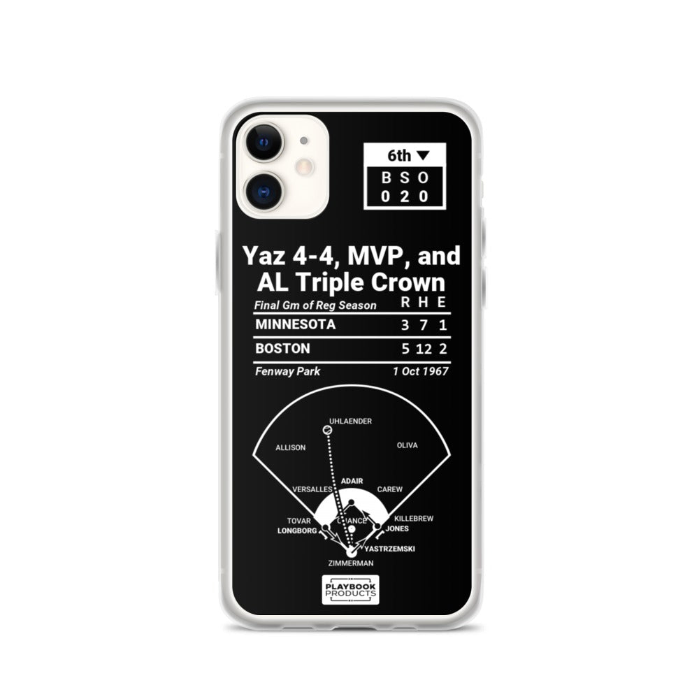 Boston Red Sox Greatest Plays iPhone Case: Yaz 4-4, MVP, and AL Triple Crown (1967)