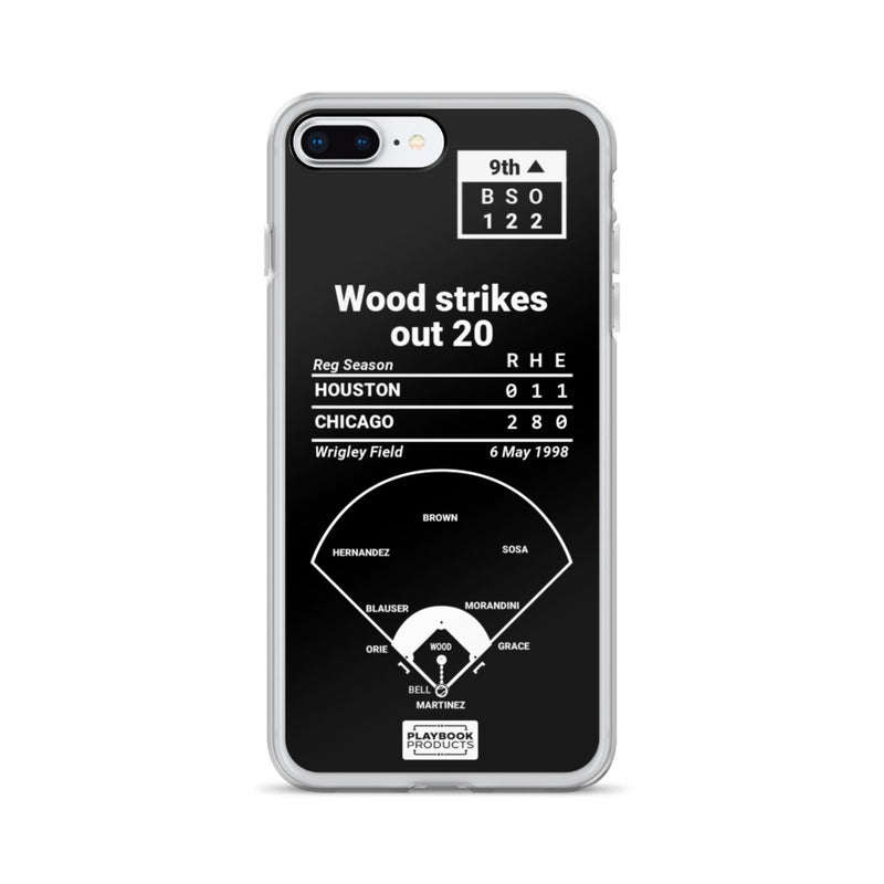 Greatest Cubs Plays iPhone Case: Wood strikes out 20 (1998)