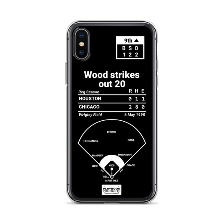 Chicago Cubs Greatest Plays iPhone Case: Wood strikes out 20 (1998)