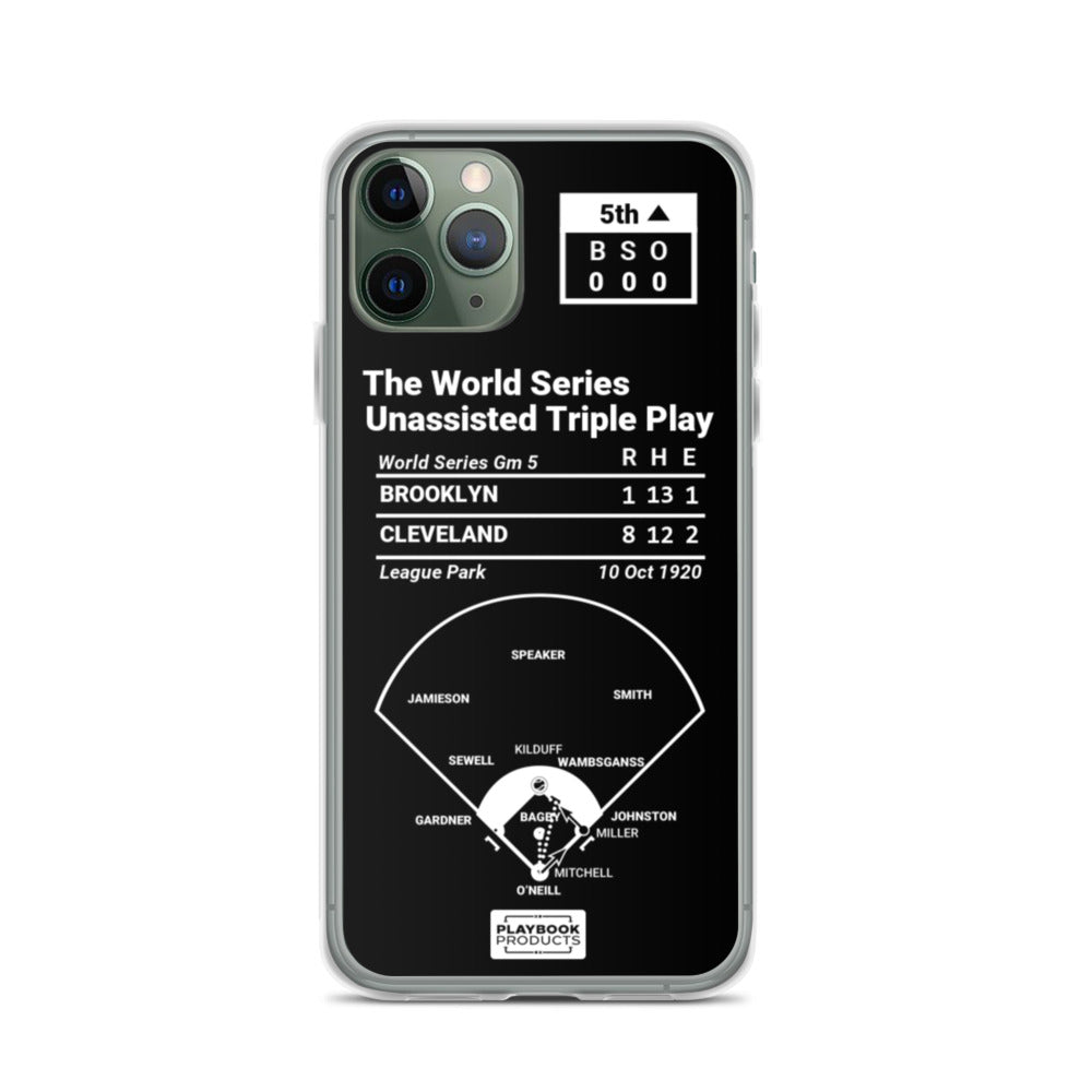 Cleveland Guardians Greatest Plays iPhone Case: The World Series Unassisted Triple Play (1920)