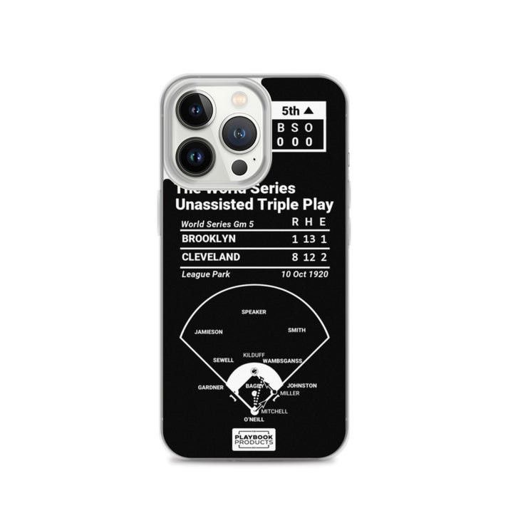 Cleveland Guardians Greatest Plays iPhone Case: The World Series Unassisted Triple Play (1920)