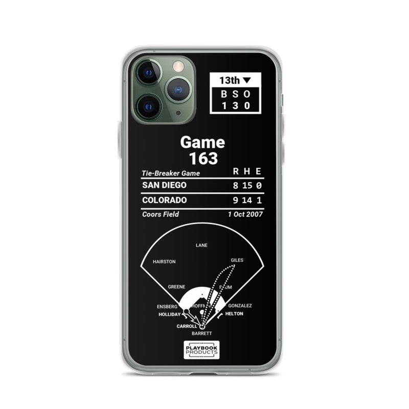 Greatest Rockies Plays iPhone Case: Game 163 (2007)