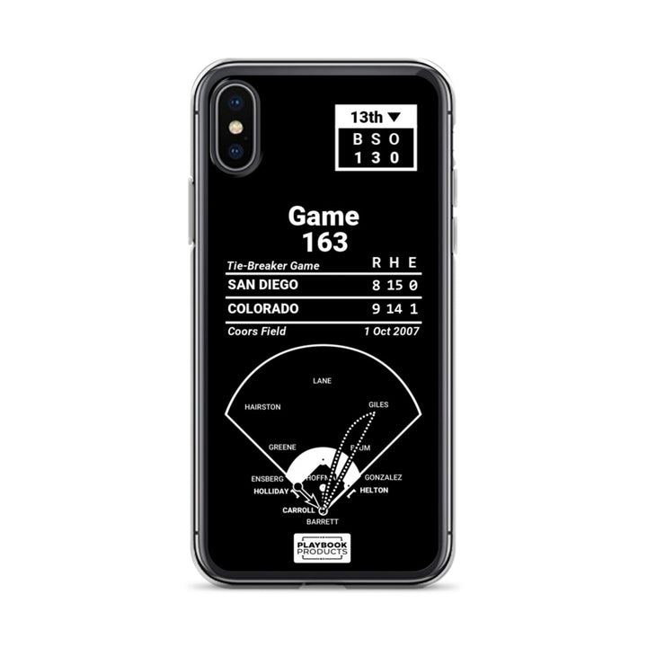 Colorado Rockies Greatest Plays iPhone Case: Game 163 (2007)