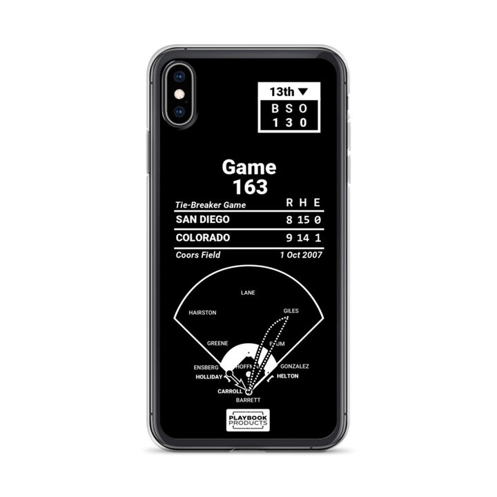 Colorado Rockies Greatest Plays iPhone Case: Game 163 (2007)