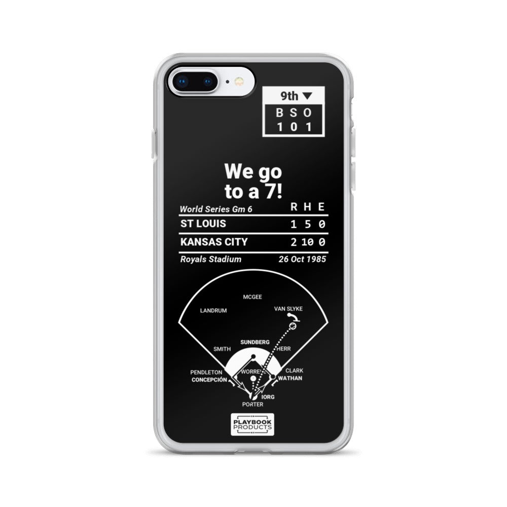 Kansas City Royals Greatest Plays iPhone Case: We go to a 7! (1985)