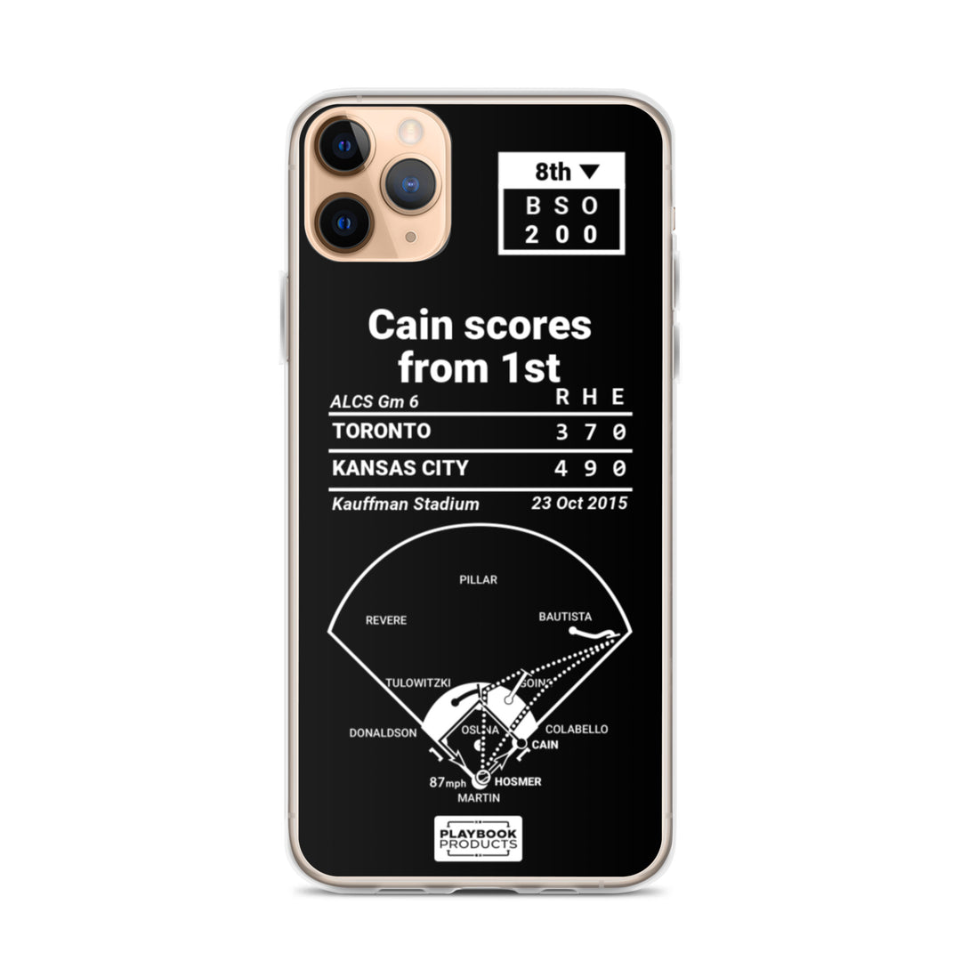 Kansas City Royals Greatest Plays iPhone Case: Cain scores from 1st (2015)