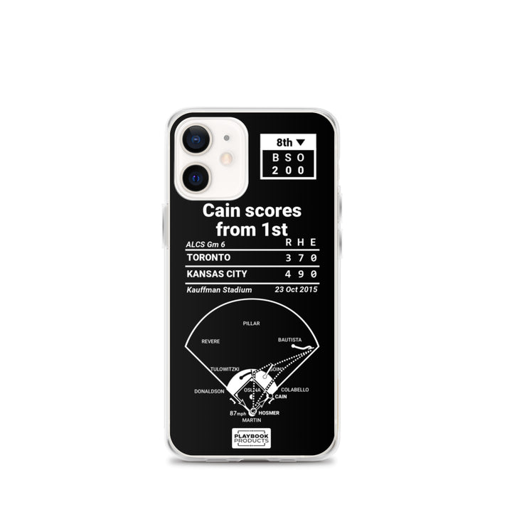 Kansas City Royals Greatest Plays iPhone Case: Cain scores from 1st (2015)