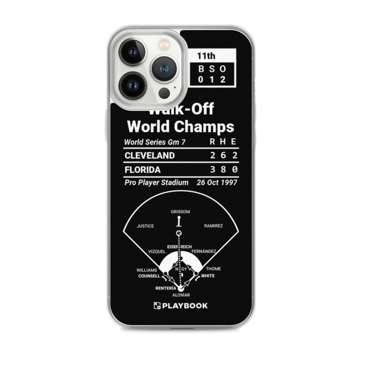 Miami Marlins Greatest Plays iPhone Case: Walk-Off World Champs (1997)