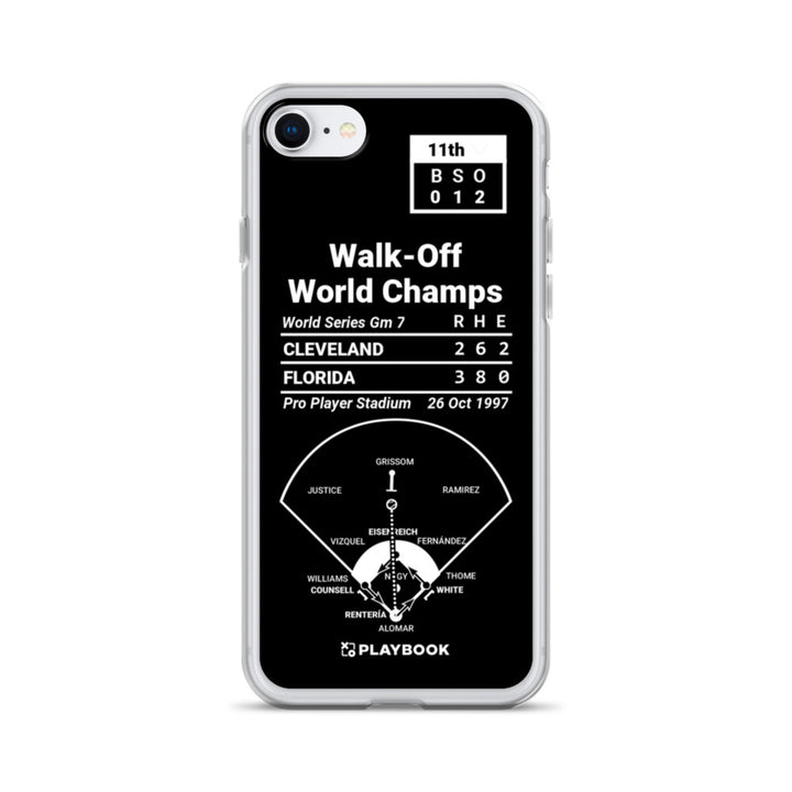 Miami Marlins Greatest Plays iPhone Case: Walk-Off World Champs (1997)