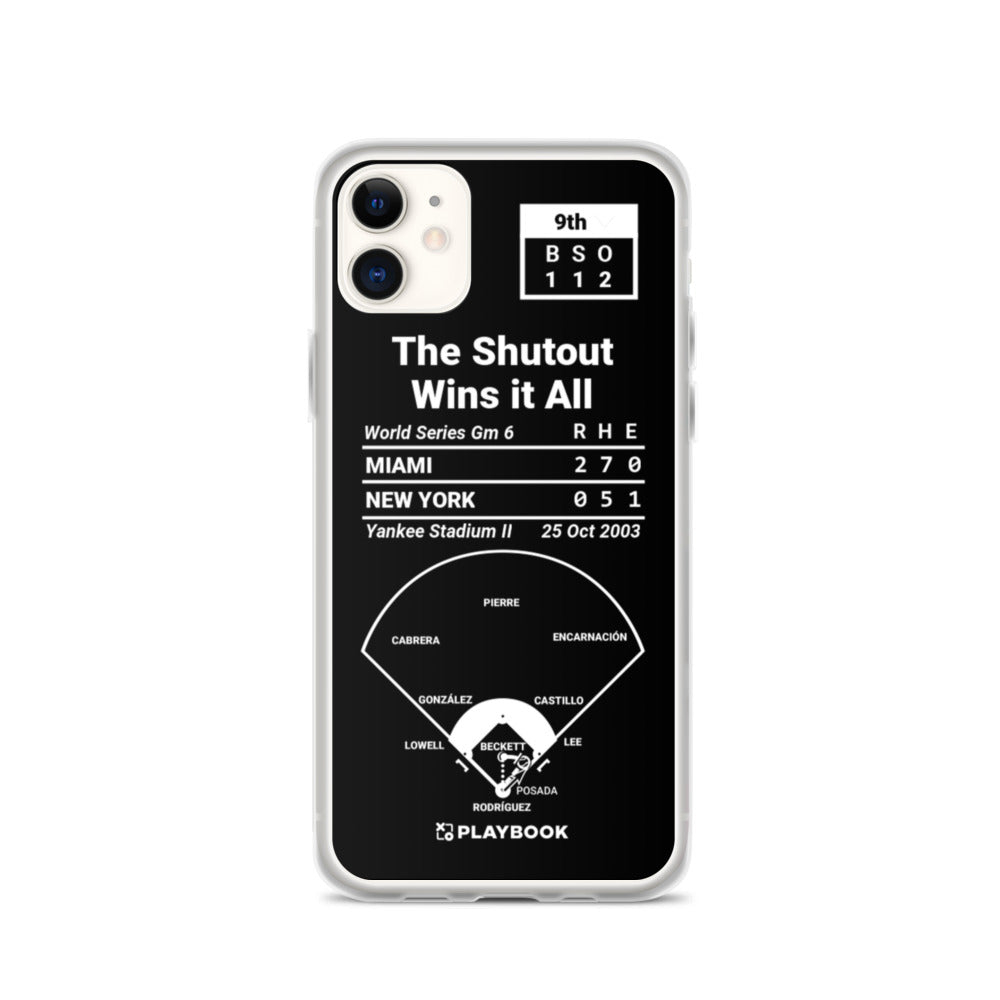 Miami Marlins Greatest Plays iPhone Case: The Shutout Wins it All (2003)