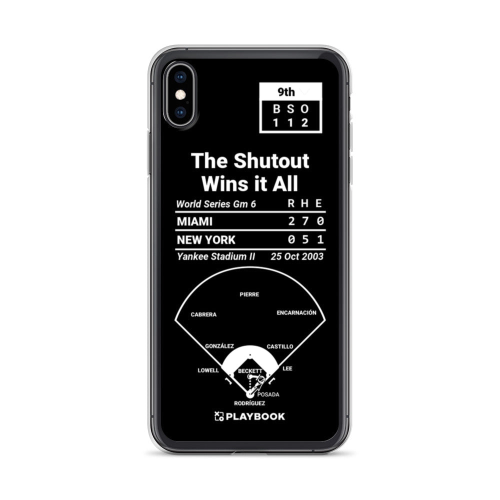 Miami Marlins Greatest Plays iPhone Case: The Shutout Wins it All (2003)
