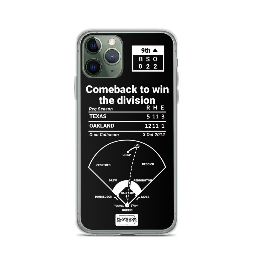 Oakland Athletics Greatest Plays iPhone Case: Comeback to win the division (2012)