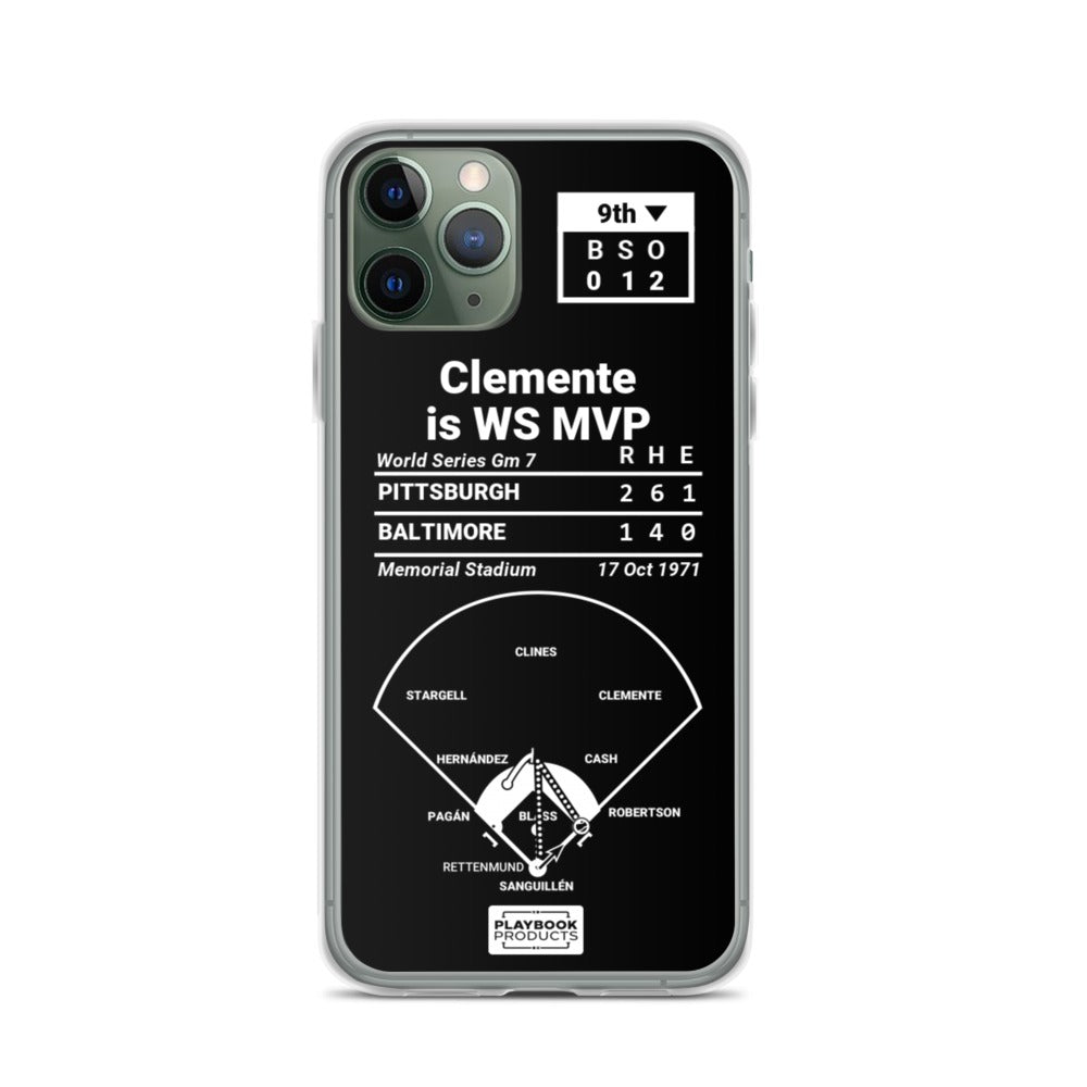 Pittsburgh Pirates Greatest Plays iPhone Case: Clemente is WS MVP (1971)