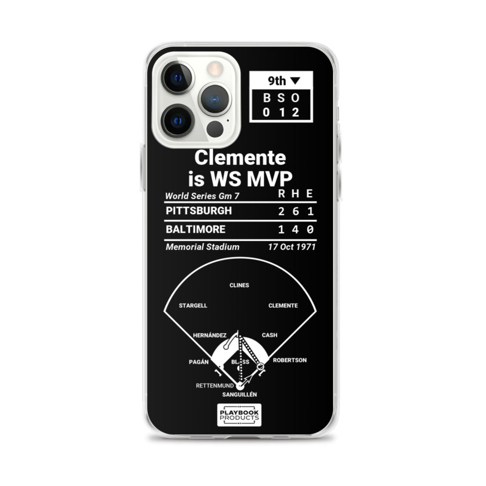 Pittsburgh Pirates Greatest Plays iPhone Case: Clemente is WS MVP (1971)