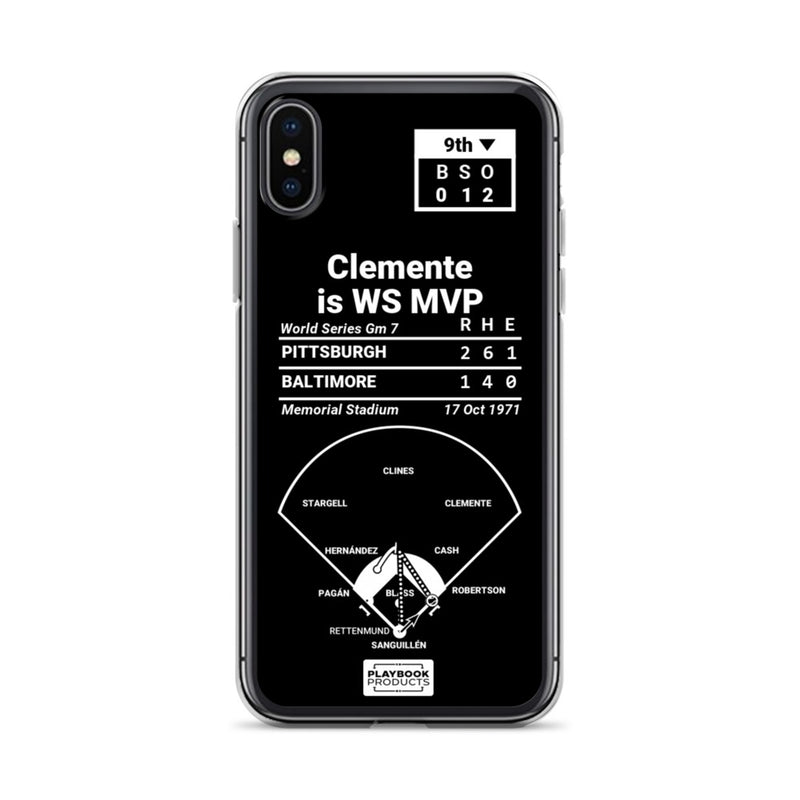 Greatest Pirates Plays iPhone Case: Clemente is WS MVP (1971)