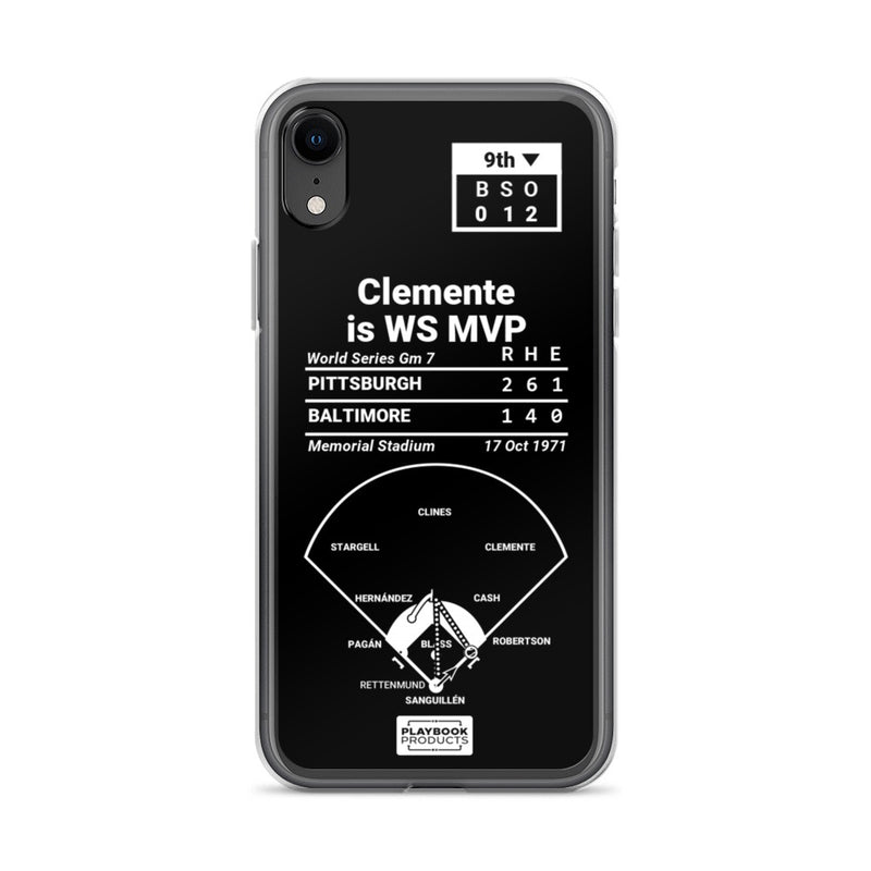Greatest Pirates Plays iPhone Case: Clemente is WS MVP (1971)