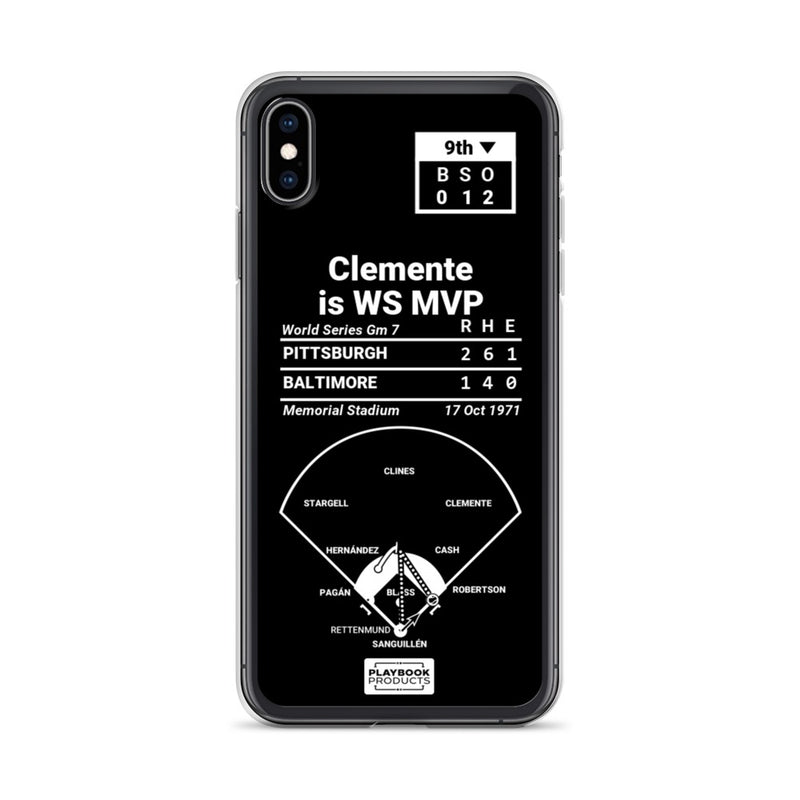 Greatest Pirates Plays iPhone Case: Clemente is WS MVP (1971)