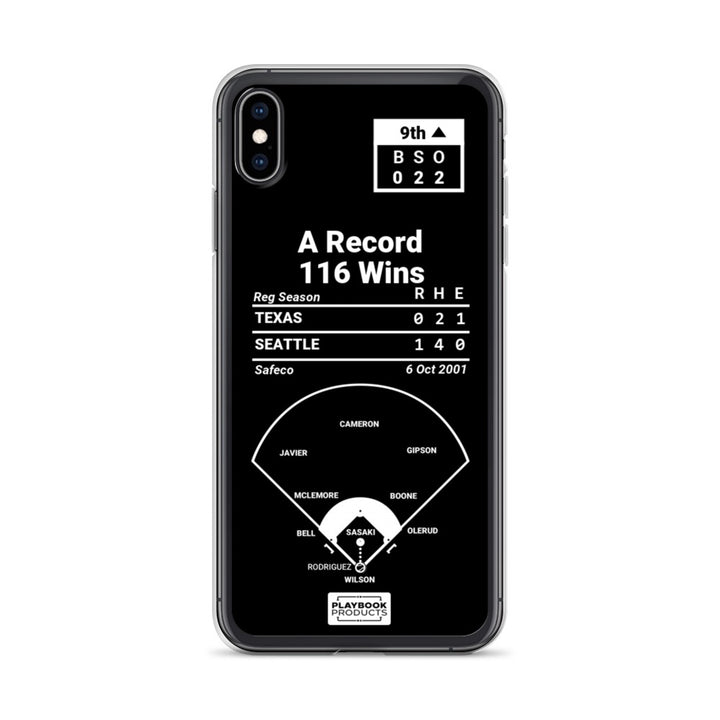 Seattle Mariners Greatest Plays iPhone Case: A Record 116 Wins (2001)