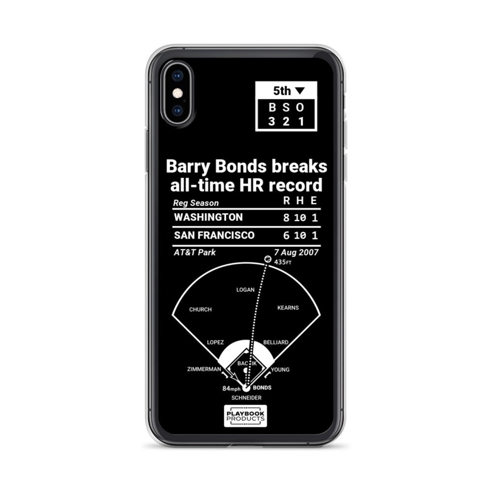 San Francisco Giants Greatest Plays iPhone Case: Barry Bonds breaks all-time HR record (2007)